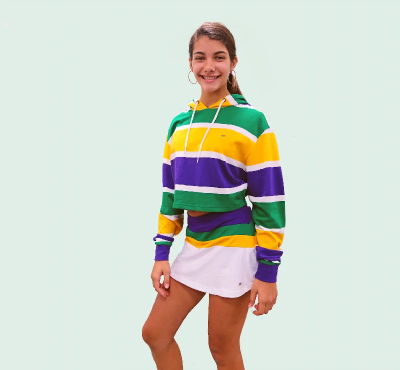 Thick Stripe Rugby Junior/Misses Crop Hoodie