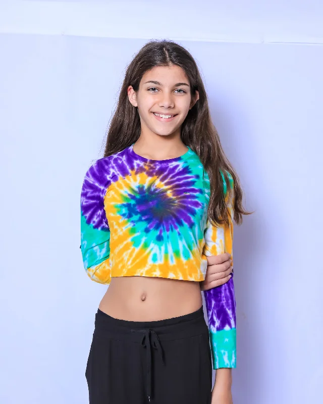 Tie Dye Swirl Junior Crop Long Sleeve