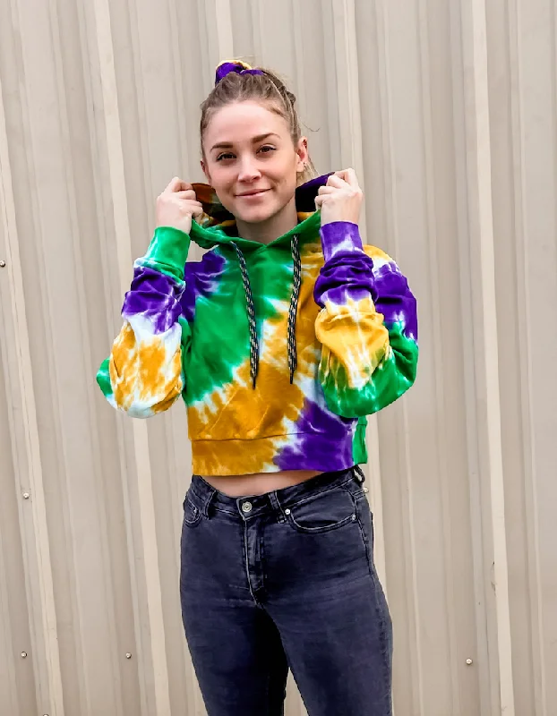 Tie Dye Wave Junior/Misses Crop Hoodie