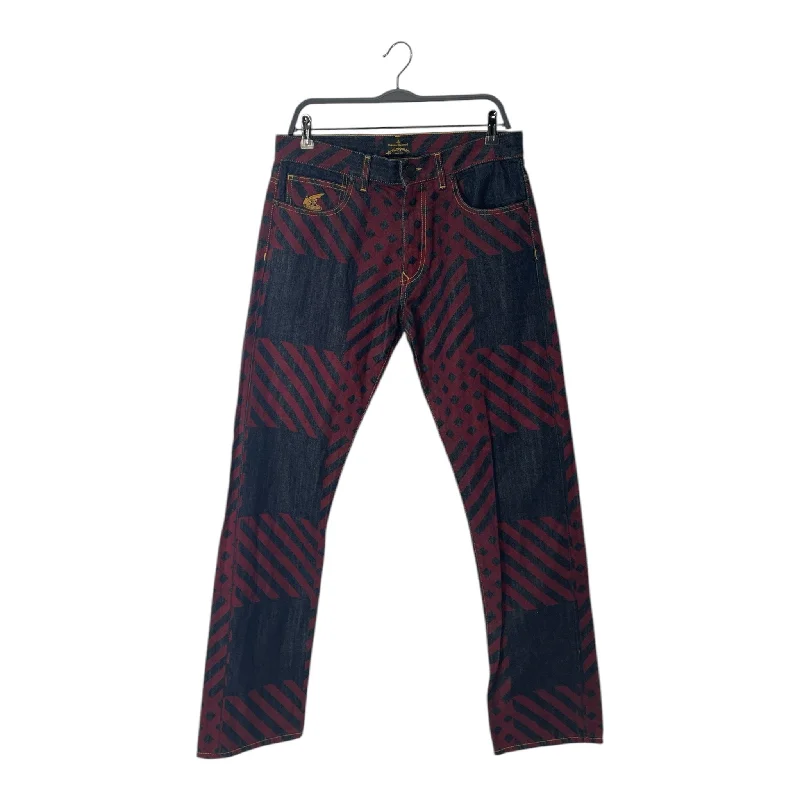 Lowest Prices Vivienne Westwood/Bottoms/32/All Over Print/Denim/IDG/DIAGOAL CHECK PATTERN JEANS