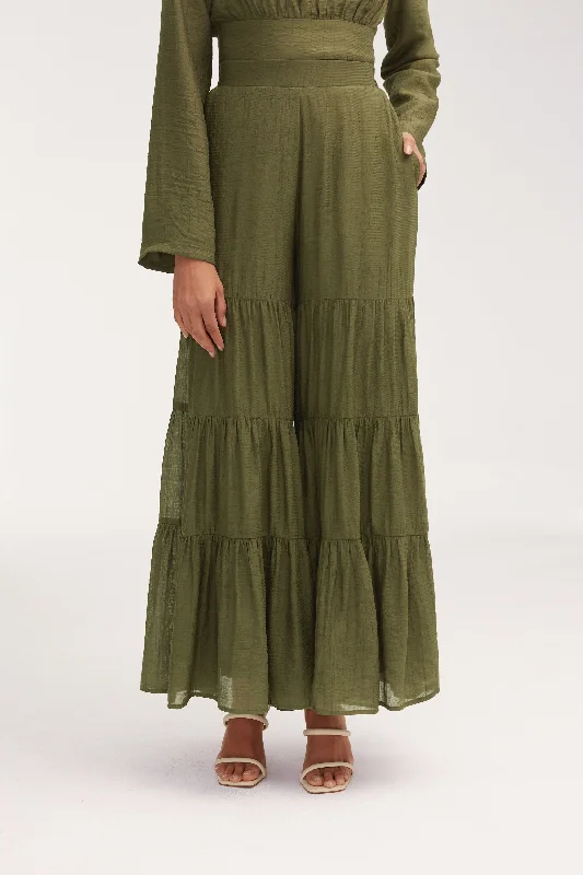 Today’s Deal Bushra Palazzo Wide Leg Pants - Olive