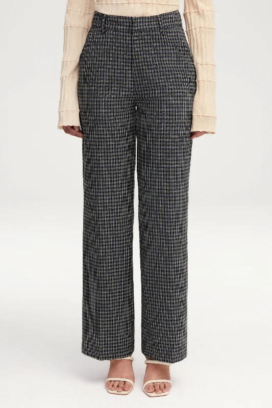 Limited Time Checkered Blue Wide Leg Pants