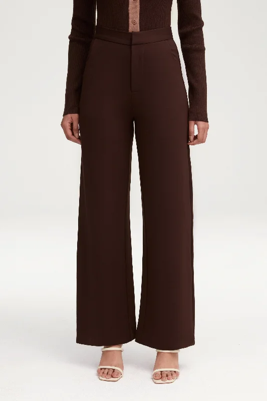 YEAR-End Sale Essential Jersey Wide Leg Pants - Dark Brown
