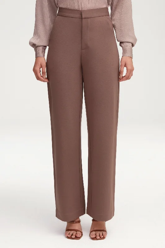 Blowout Deals Essential Jersey Wide Leg Pants - Dark Taupe