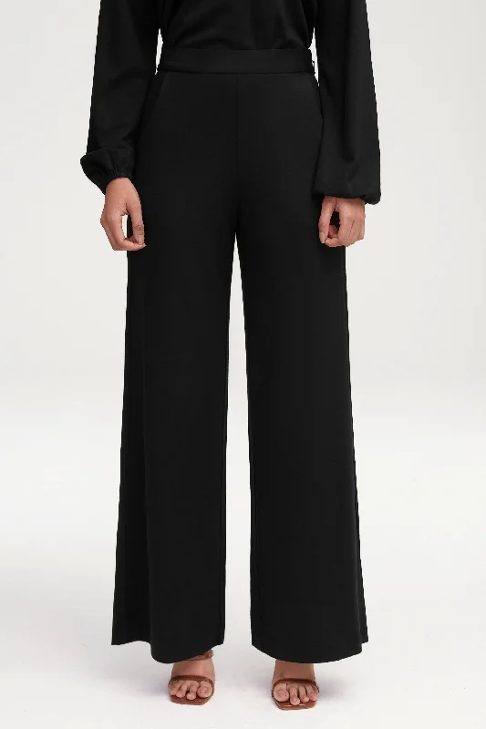 Savings Galore Fatima Everyday Wide Leg Jersey Pants - Black