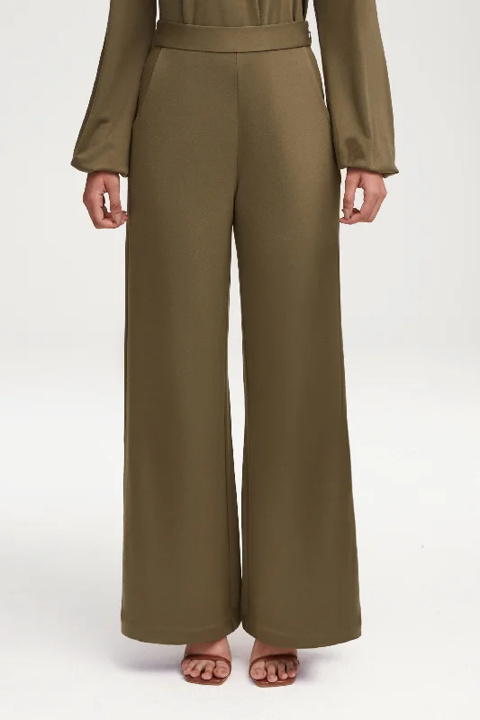 Special Price Fatima Everyday Wide Leg Jersey Pants - Olive