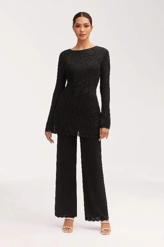 Bargain Prices Kendall Crochet Wide Leg Pants - Black