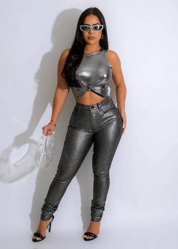 Price Reduction Late Night Metallic Pants Black