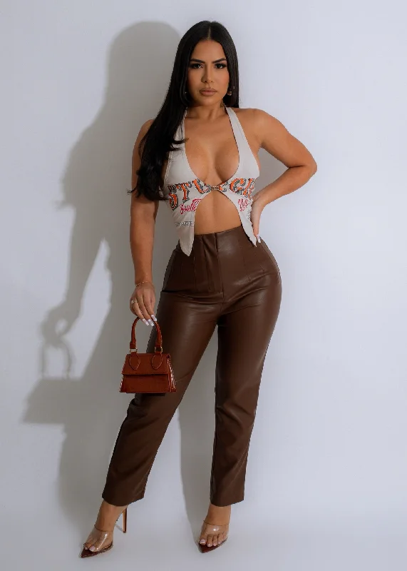 Price Cut Love The Chase Faux Leather Pants Brown