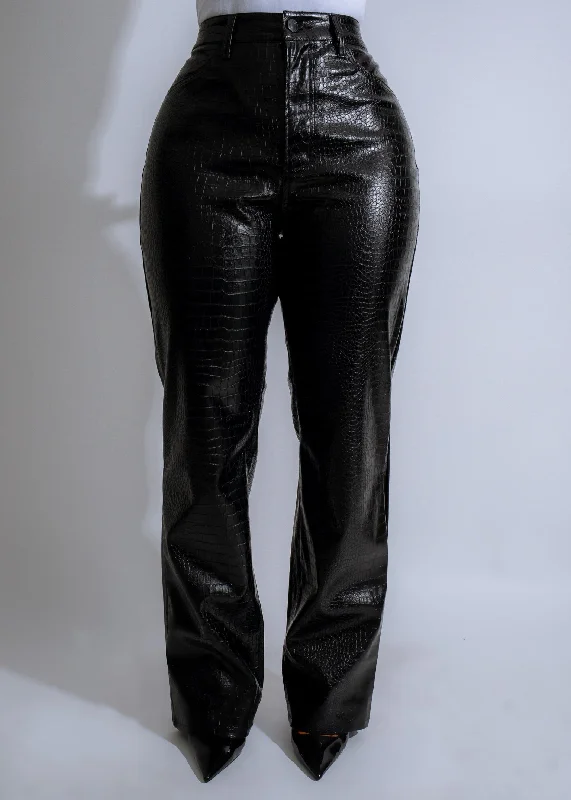 Customer Appreciation Sale Midnight Croc Faux Leather Pants Black