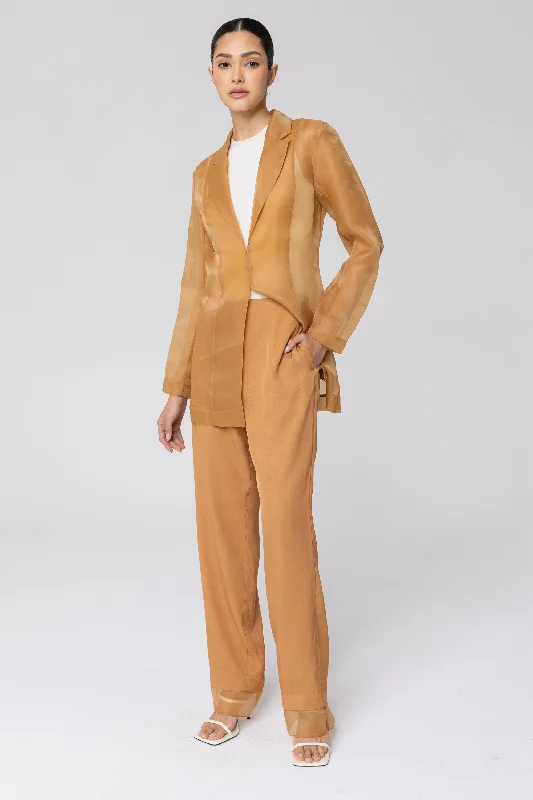Special Price Rayan Organza Trim Trousers - Brown Sugar