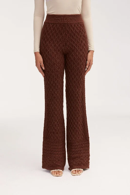 Low Prices Vanessa Diamond Knit Wide Leg Pants - Dark Brown