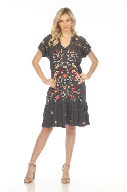 Super Sale Johnny Was JWLA Grey Clara Knit Embroidered Trapeze Dress Boho Chic J39823 Super Sale Johnny Was JWLA Grey Clara Knit Embroidered Trapeze Dress Boho Chic J39823