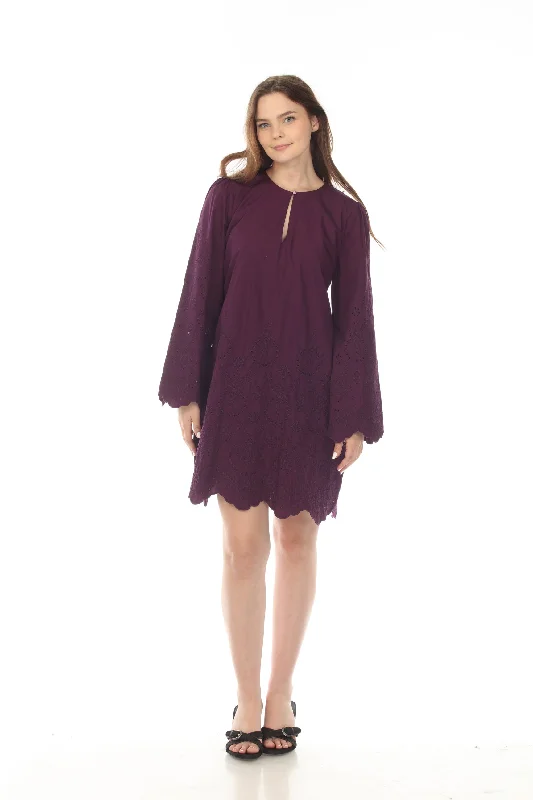 Online Exclusive Johnny Was Love Purple Sylvia Eyelet Embroidered Mini Dress Boho Chic L38822