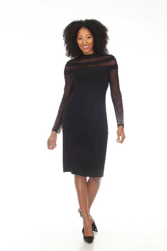 Price Meltdown Joseph Ribkoff Black Embellished Mesh Insert Long Sleeve Sheath Dress 234704 Price Meltdown Joseph Ribkoff Black Embellished Mesh Insert Long Sleeve Sheath Dress 234704