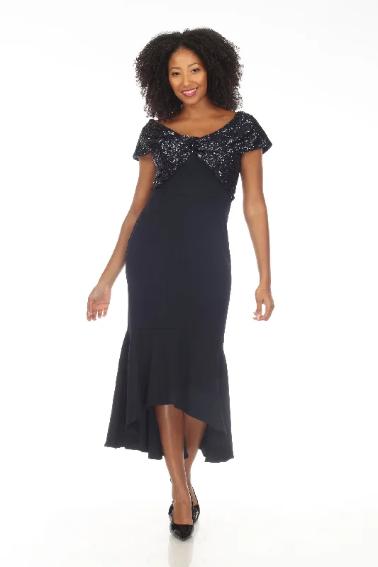 Limited Time Discount Joseph Ribkoff Midnight Blue Sequined Hi-Low Mermaid Cocktail Dress 233731 Limited Time Discount Joseph Ribkoff Midnight Blue Sequined Hi-Low Mermaid Cocktail Dress 233731