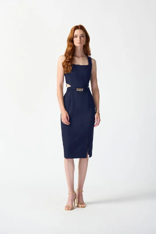 Joseph Ribkoff Waist Cutout Square Neck Sleeveless Sheath Dress 242101