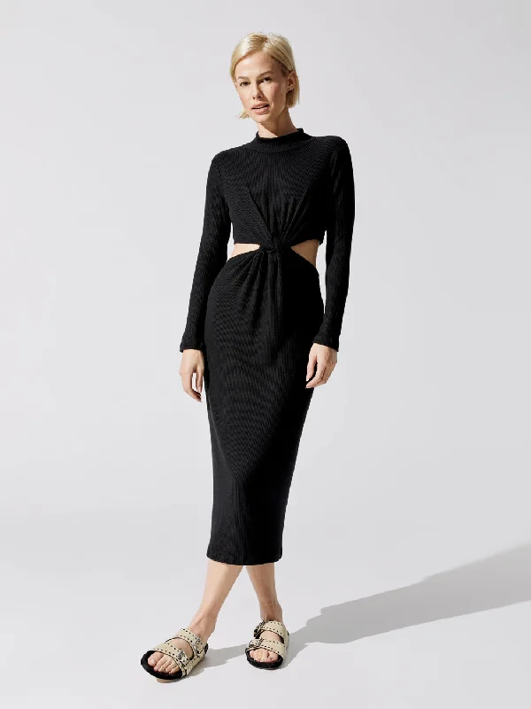 Reduced Prices Long Sleeve Neo Sweater Rib Dress - Black