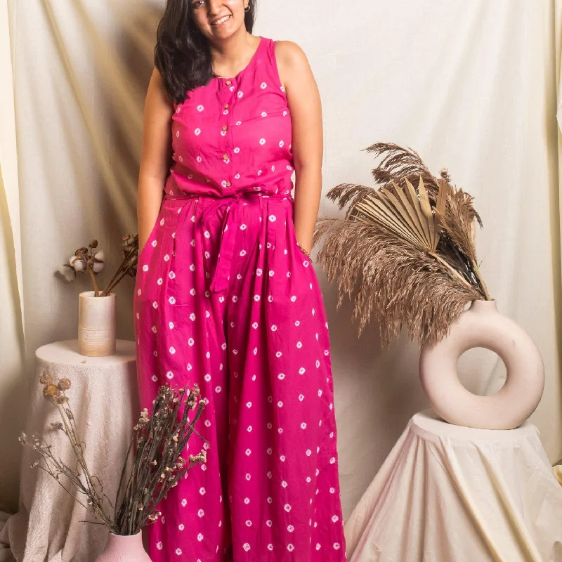 Exclusive Preview Pink Bandhani Jumpsuit
