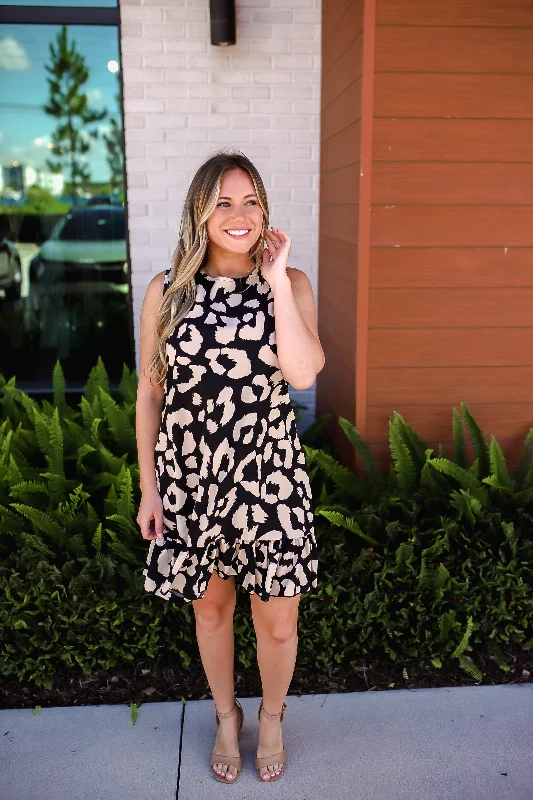 Weekend Special Tied Leopard Round Neck Tank Dress