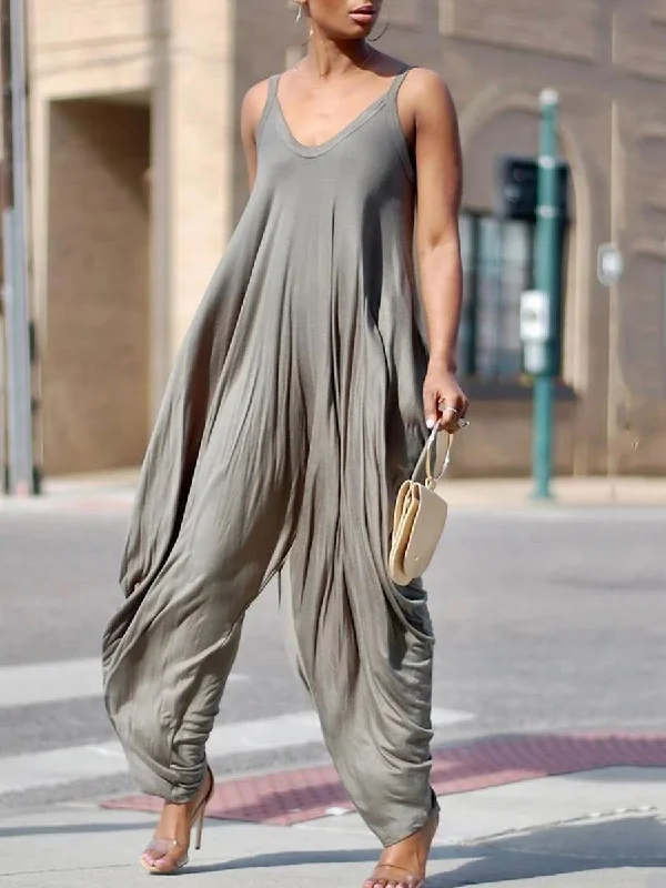 While Supplies Last Women Casual Stretchy Strap Loose Jumpsuit