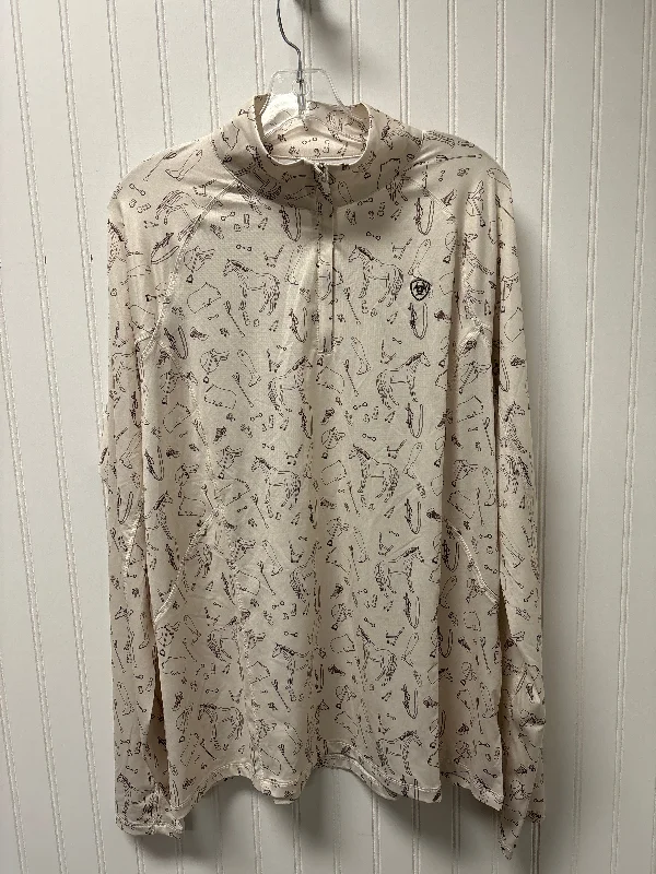 Price Smash Athletic Top Long Sleeve Collar By Ariat In Beige, Size: 1x
