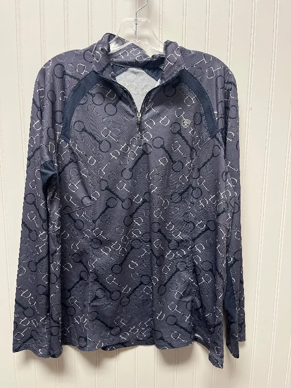 Deal Mania Athletic Top Long Sleeve Collar By Ariat In Grey, Size: Xl