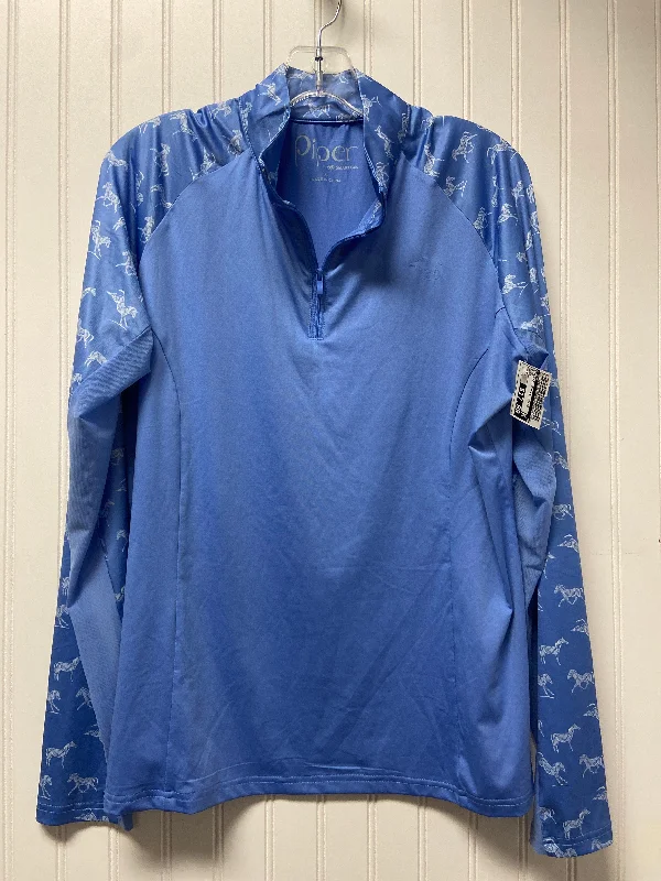 Athletic Top Long Sleeve Collar By Cmb In Blue, Size: Xl