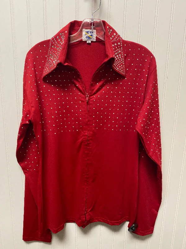 Fantastic Deals Athletic Top Long Sleeve Collar By Cmb In Red, Size: Xl