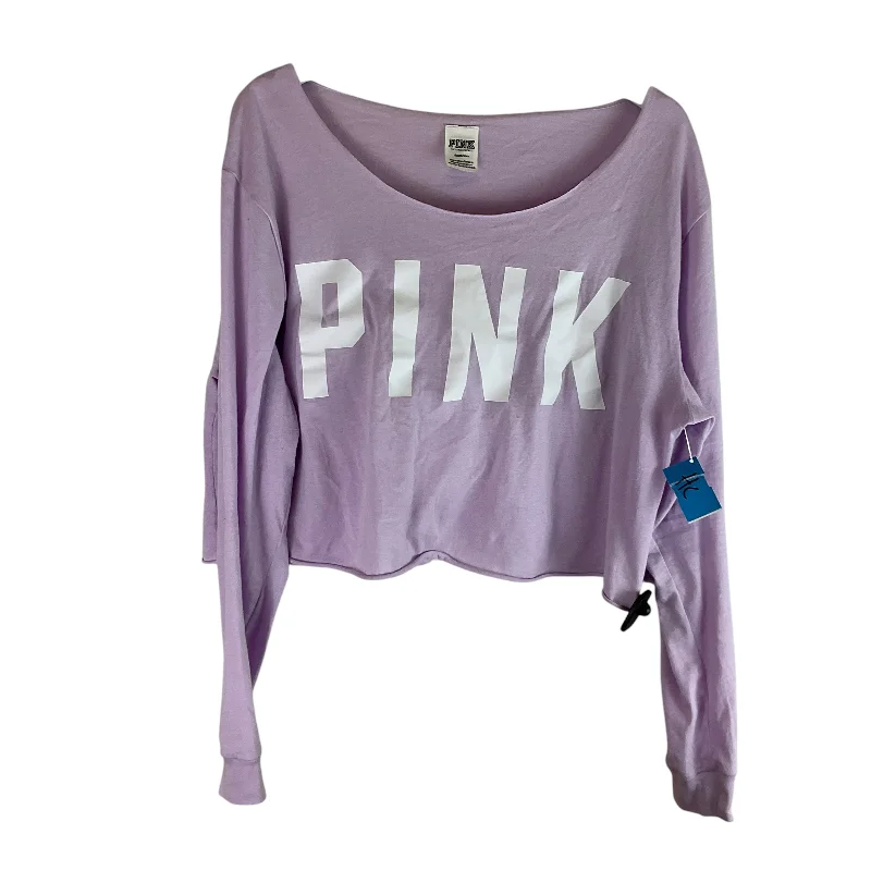 Act Now Athletic Top Long Sleeve Crewneck By Pink In Purple, Size: L