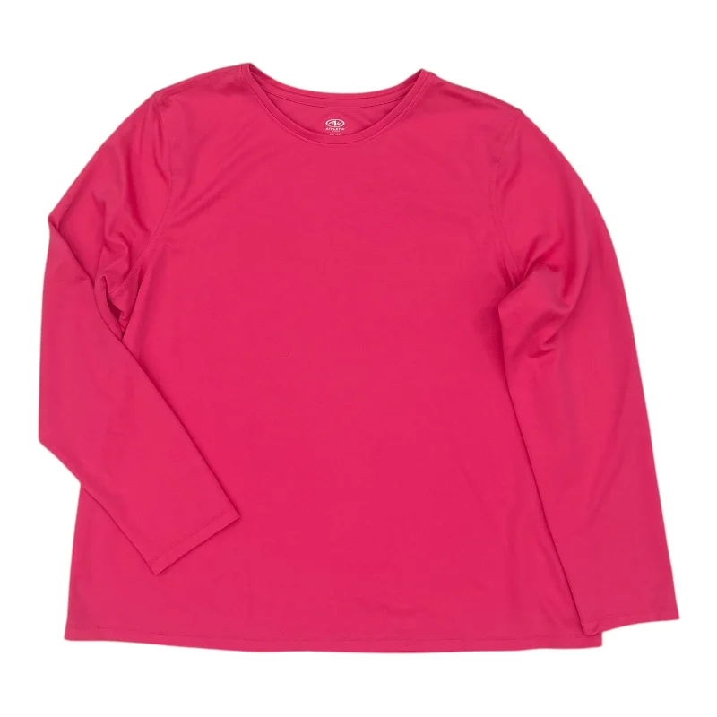 Don't Miss Athletic Top Ls Crewneck By Athletic Works In Pink, Size:Xxl