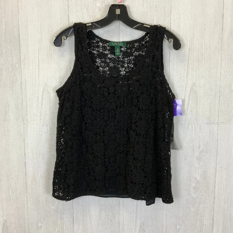 Final Sale Black Top Sleeveless Lauren By Ralph Lauren, Size L