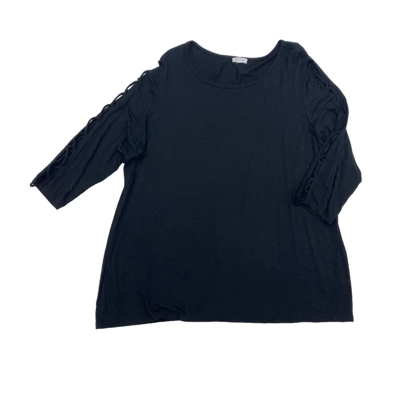 BLACK WESTPORT TOP 3/4 SLEEVE, Size 2X