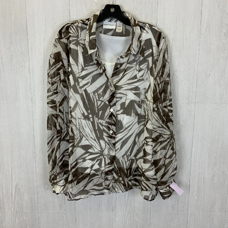 Today Only Blouse Long Sleeve By Alfred Dunner In Brown & White, Size: Xl