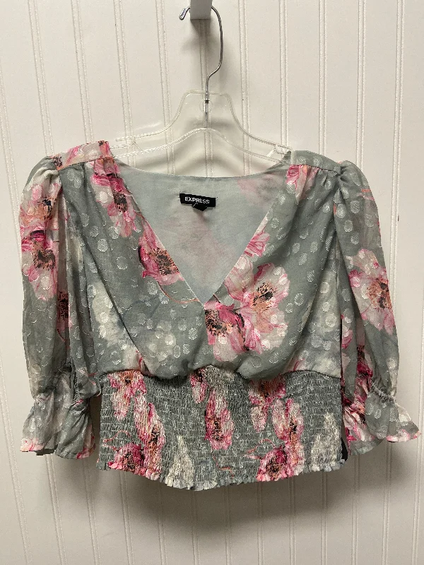 Limited Stock Blouse Long Sleeve By Express In Teal, Size: M
