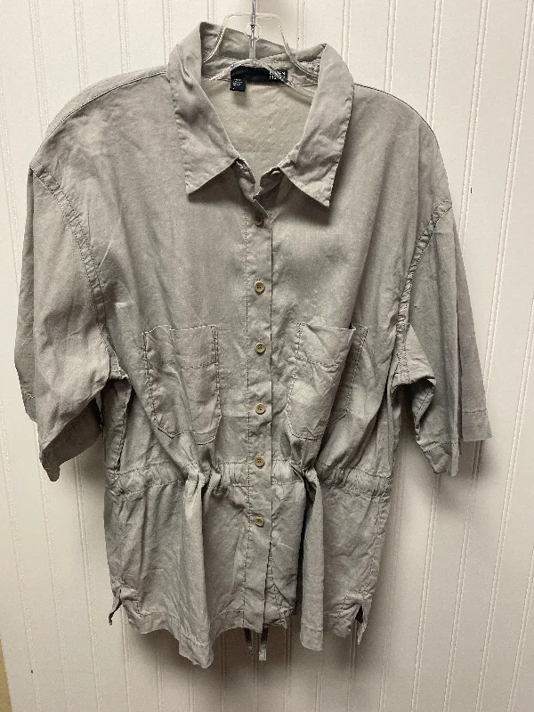 Huge Discounts Blouse Short Sleeve By Eileen Fisher In Grey, Size: L