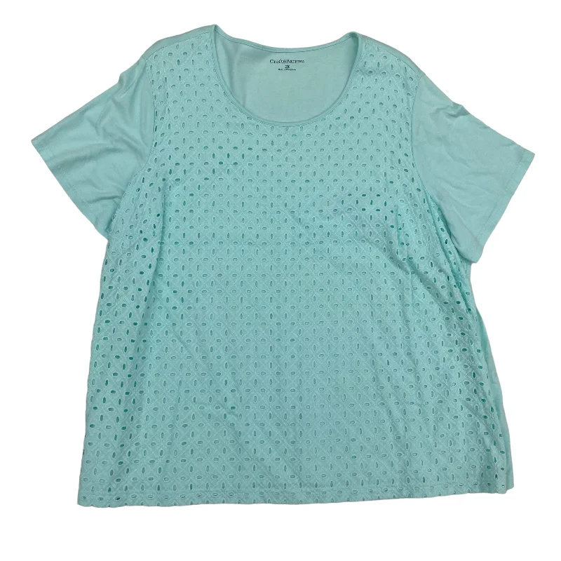 Value Deals Blue Top Short Sleeve Croft And Barrow, Size 2x