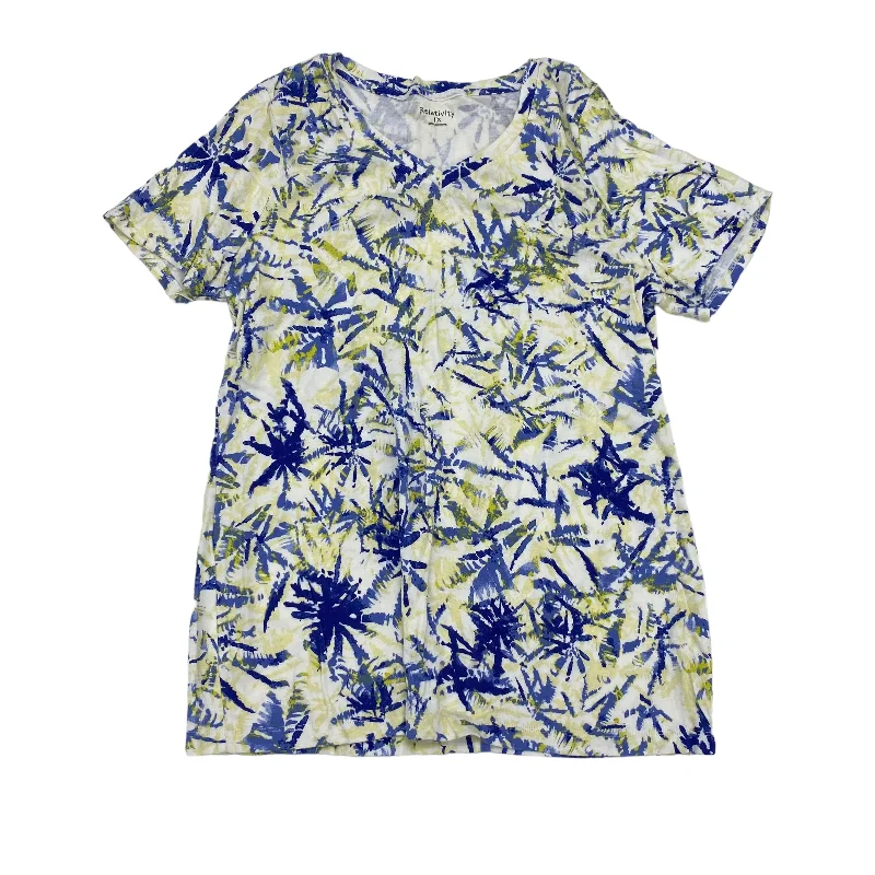 Hot Deal BLUE & YELLOW TOP SS by RELATIVITY Size:1X