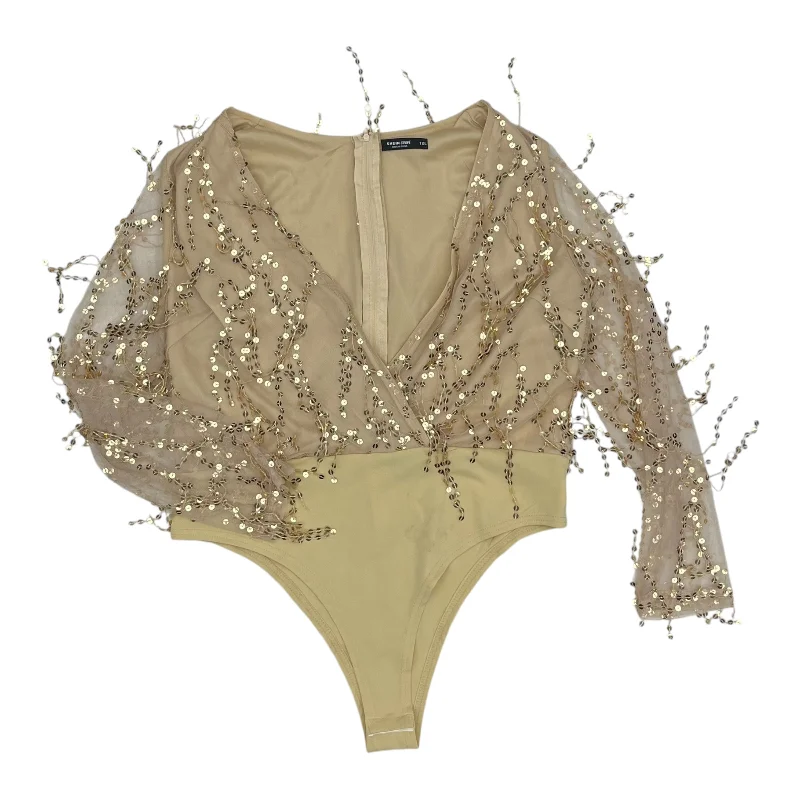 Hot Deal Bodysuit By Shein In Tan, Size:1X