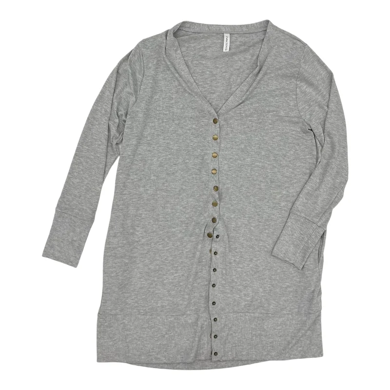 Cardigan By Zenana Outfitters In Grey, Size:2X