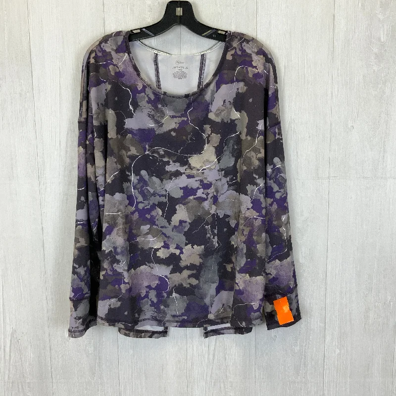 Value Deals Grey Athletic Top Long Sleeve Collar Cato, Size 2x
