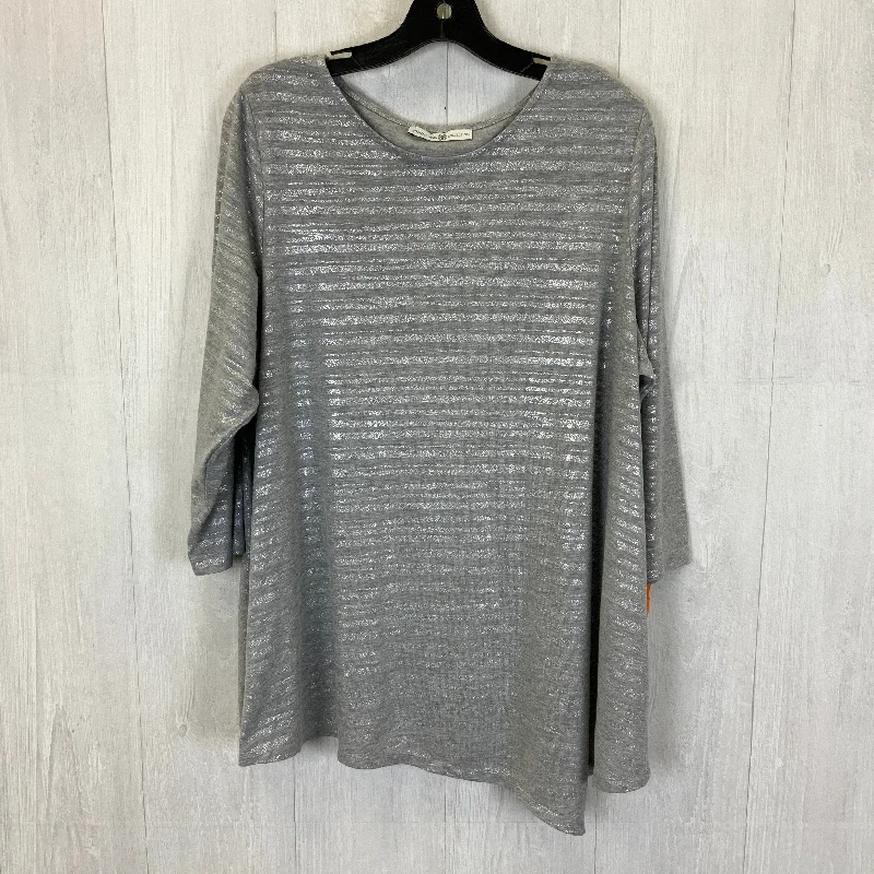 Price Drop Alert Grey Top 3/4 Sleeve Signature Collection, Size 1x