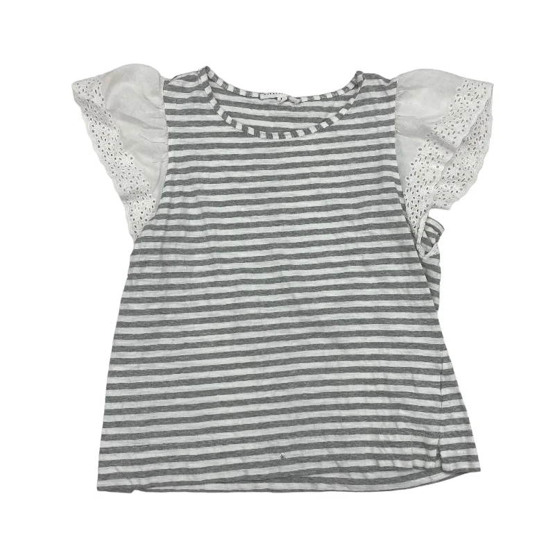 Deal of the Day Grey & White Top Short Sleeve Jane And Delancey, Size L