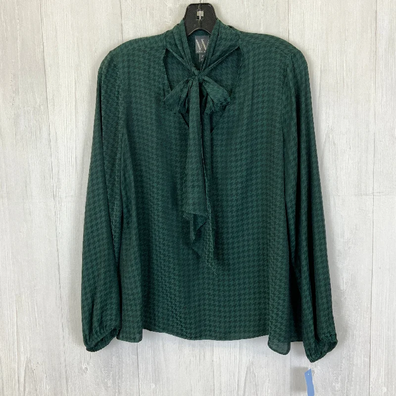 Weekend Deal Hunter Green Blouse Long Sleeve Worthington, Size M
