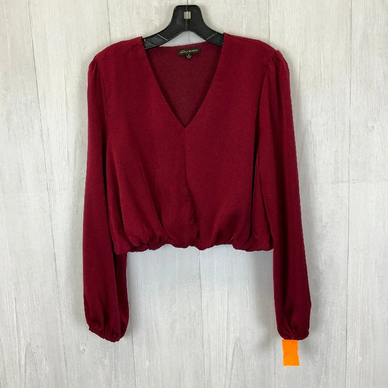 Big Savings Maroon Top Long Sleeve Shinestar, Size M