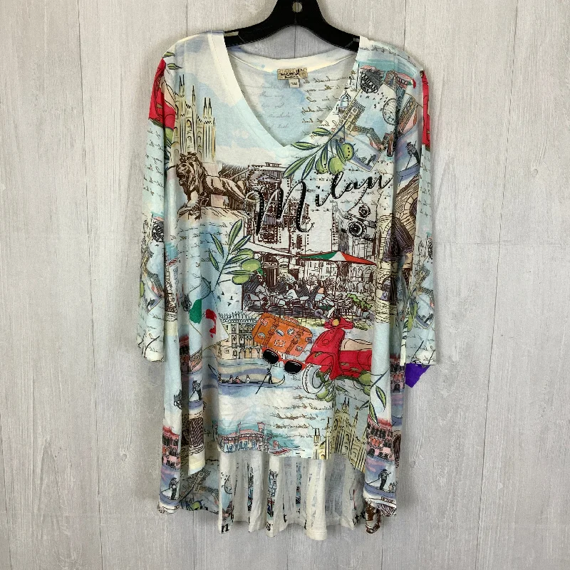 Bargain Prices Multi-colored Top 3/4 Sleeve One World, Size Xl