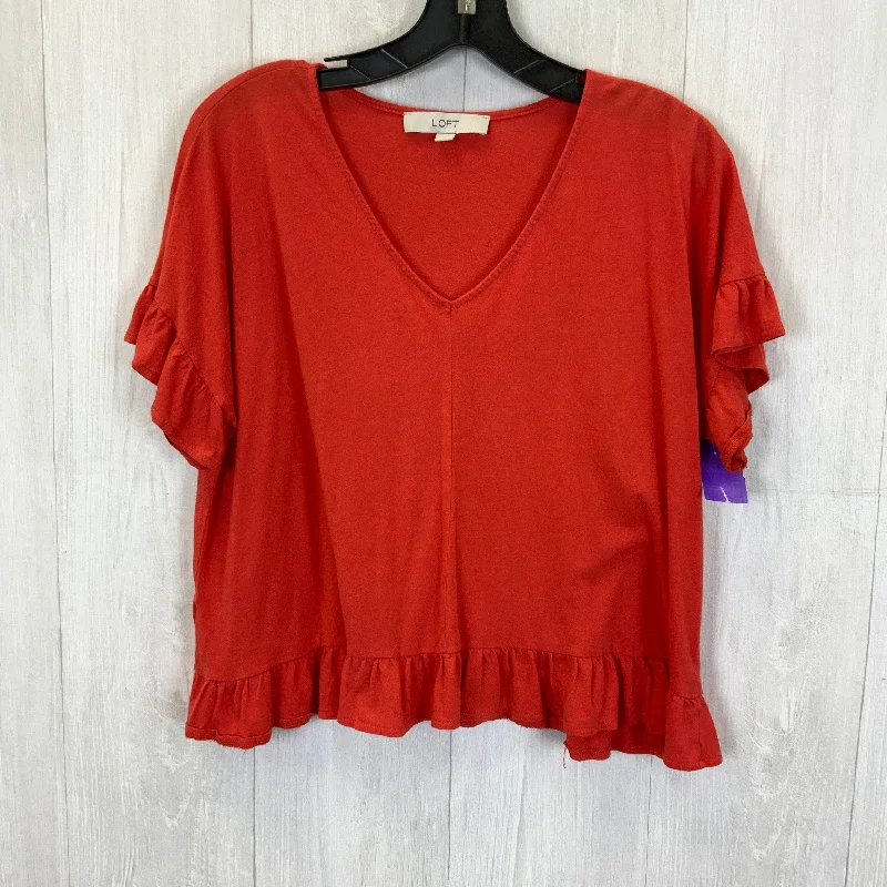 Limited Time Discount Orange Top Short Sleeve Basic Loft, Size M