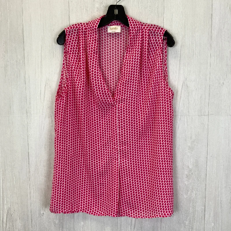 Stock Clearance Pink & White Top Sleeveless Laundry, Size Xl