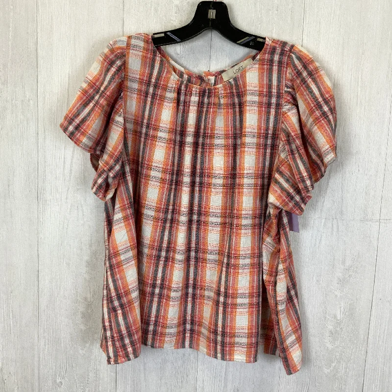 Price Blitz Plaid Pattern Top Short Sleeve Loft, Size Xl