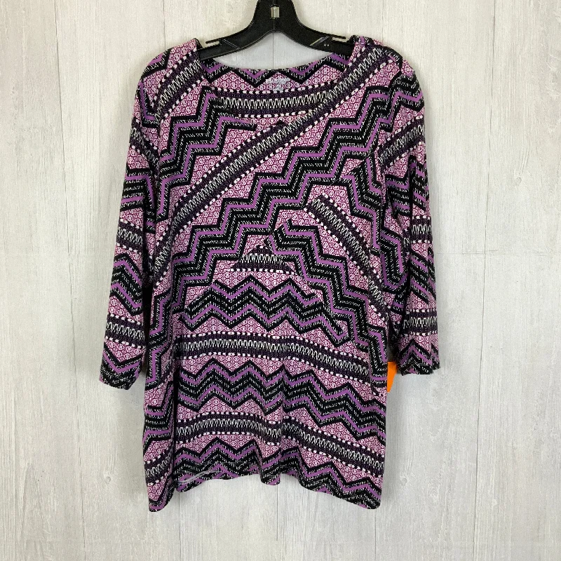 Midnight Madness Purple Top 3/4 Sleeve Basic Kim Rogers, Size 2x